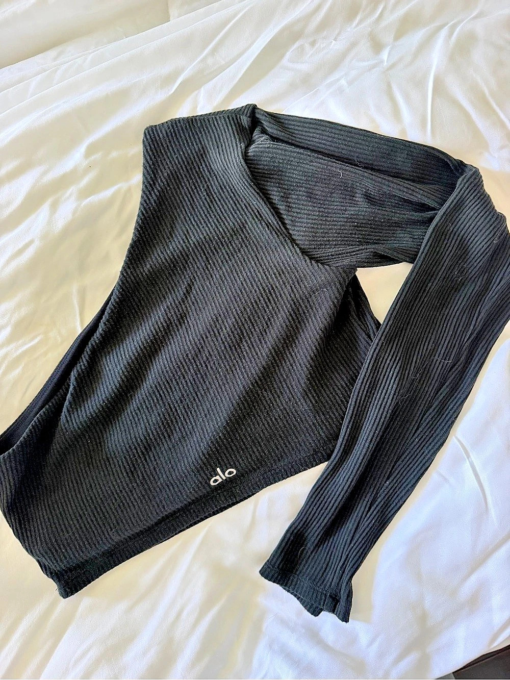 alo Black Ribbed Long Sleeve Size Medium Like New